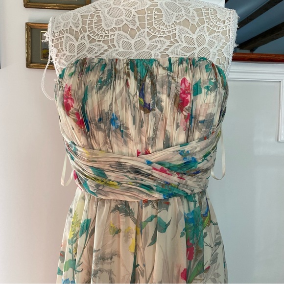 TED BAKER Chiffon Strapless or Strap Full Length Dress NWT Sz 3 Sz 8 US - Picture 3 of 9